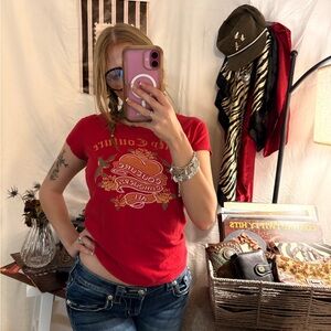 juicy couture red graphic baby tee shirt